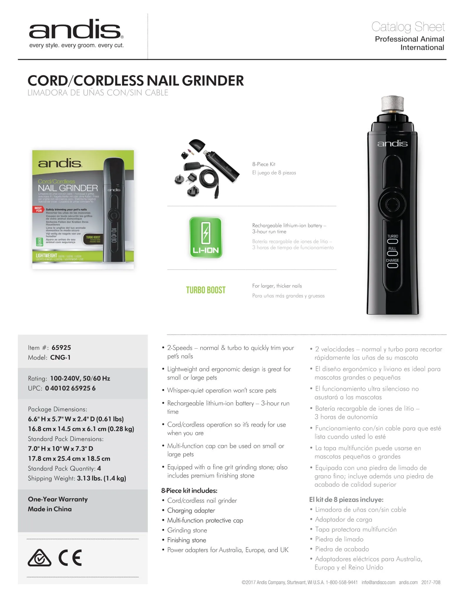 Andis - 2-Speed Cordless Nail Grinder
